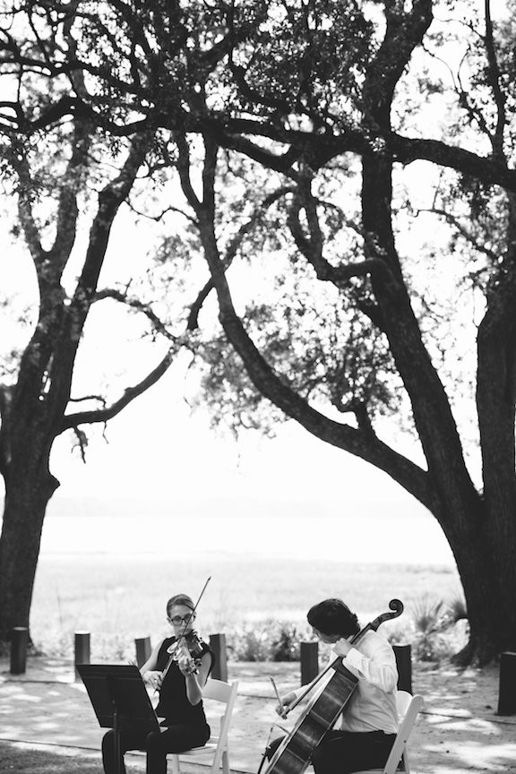 Wedding ceremony musicians at Lowndes Grove | Charleston Virtuosi violin & cello duo 